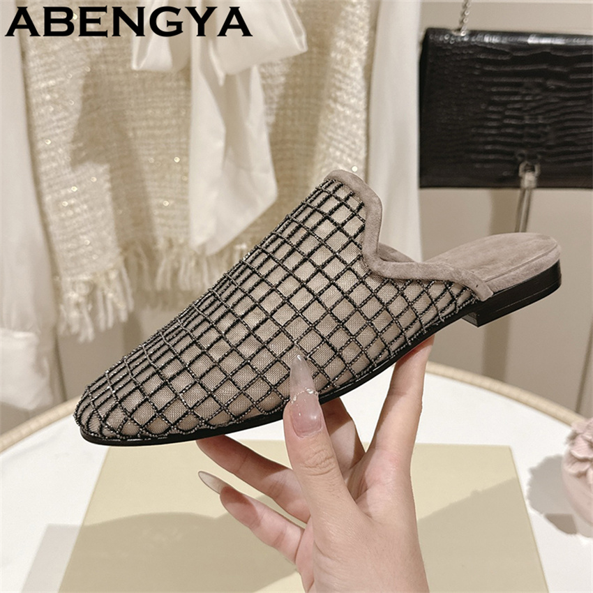 Shiny Lace Mesh Round Toe Flat - огляд і ціна Ethnic Fashion For Women
