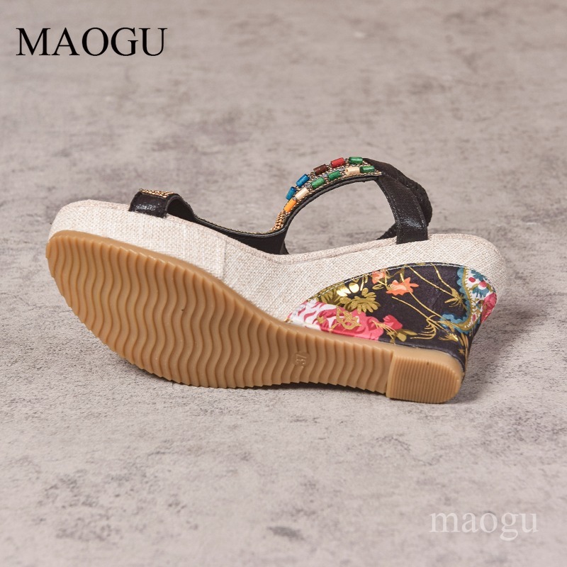 Boho Beaded Floral Wedge Sanda - огляд і ціна Ethnic Fashion For Women